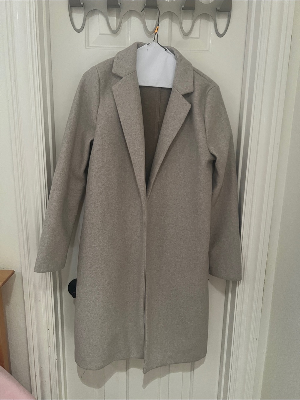 Zara Light Gray Single-Breasted Wool-Blend Trench Coat